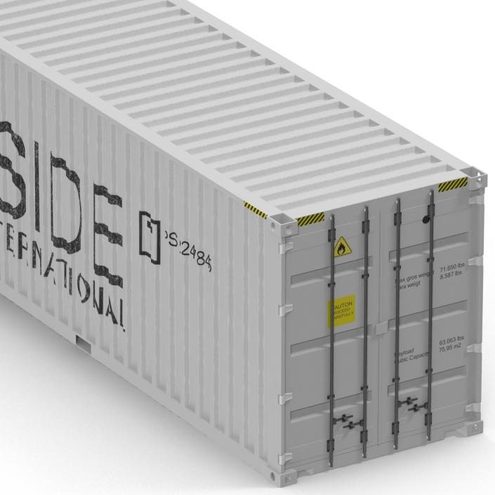 3D 40 ft High Cube Container White