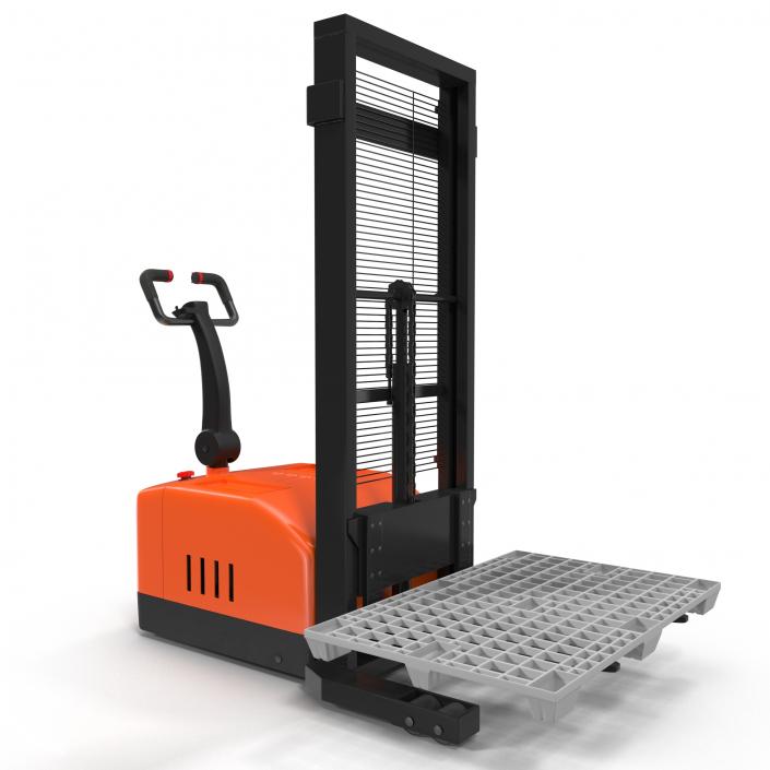 3D Electric Walkie Stacker with Plastic Pallet model