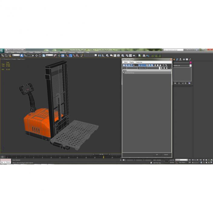 3D Electric Walkie Stacker with Plastic Pallet model