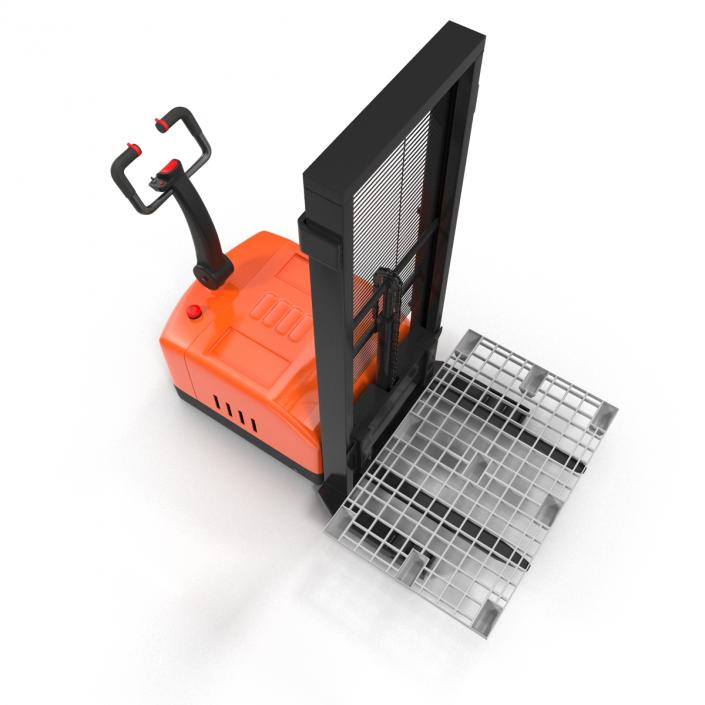 3D Electric Walkie Stacker with Plastic Pallet model