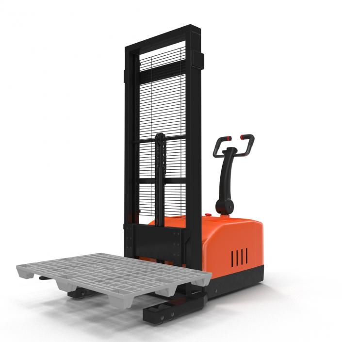 3D Electric Walkie Stacker with Plastic Pallet model