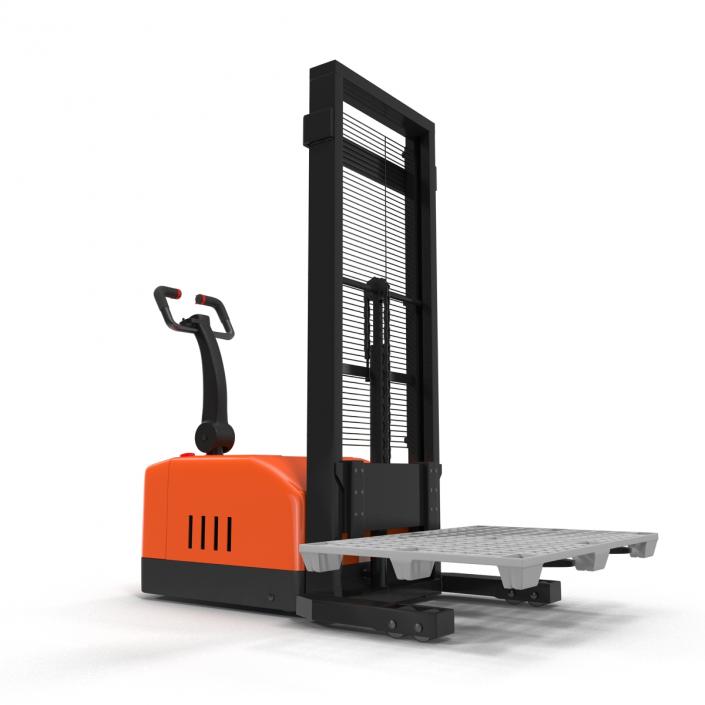 3D Electric Walkie Stacker with Plastic Pallet model