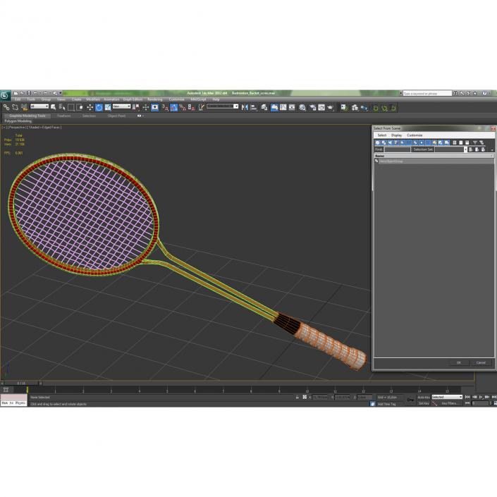 Badminton Racket 2 Red 3D