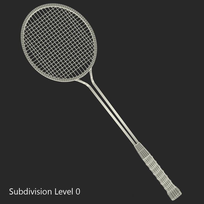 Badminton Racket 2 Red 3D