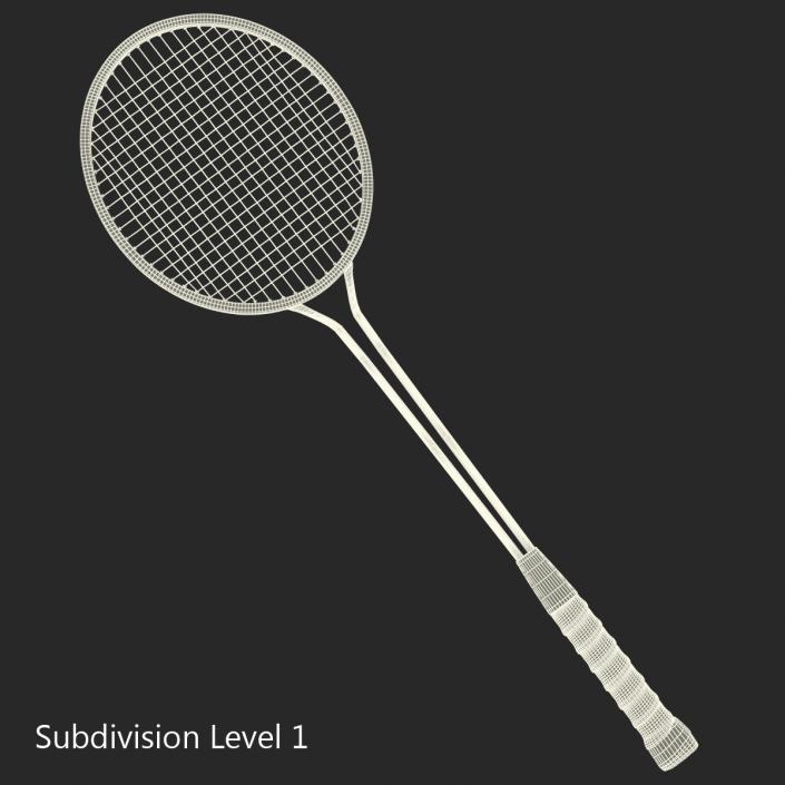 Badminton Racket 2 Red 3D