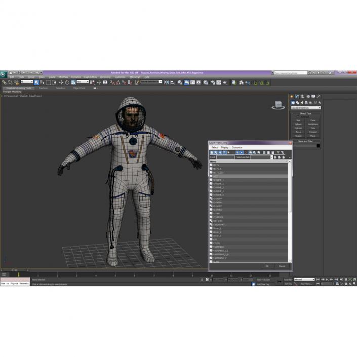 3D Russian Astronaut Wearing Space Suit Sokol KV2