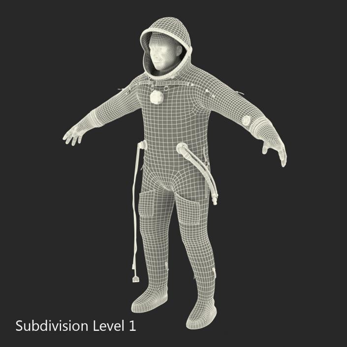 3D Russian Astronaut Wearing Space Suit Sokol KV2