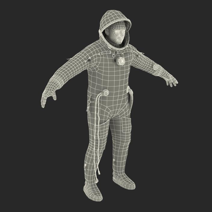 3D Russian Astronaut Wearing Space Suit Sokol KV2