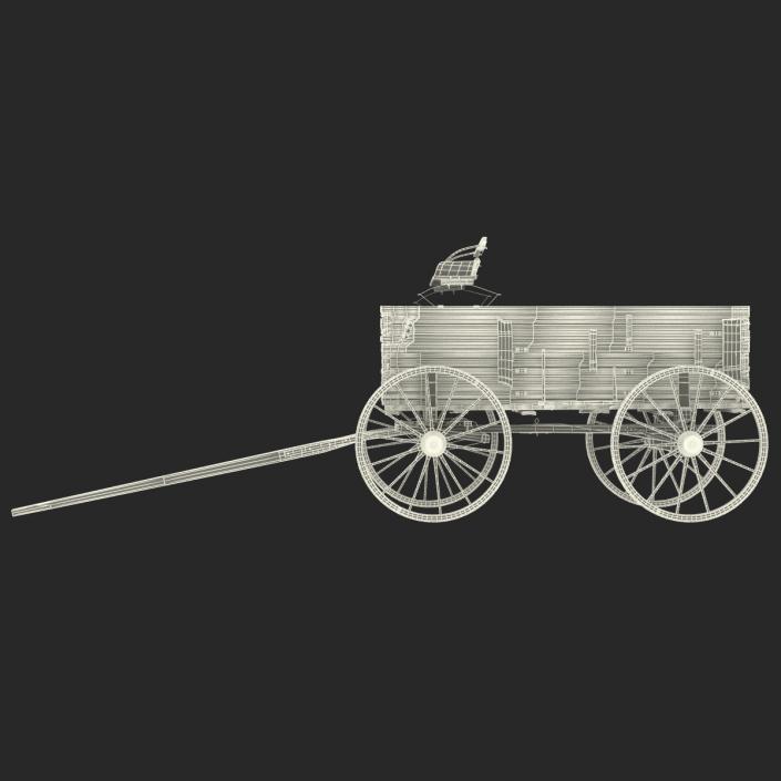 3D Old Wooden Wagon