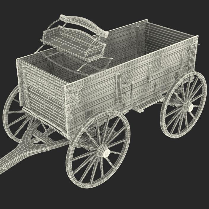 3D Old Wooden Wagon