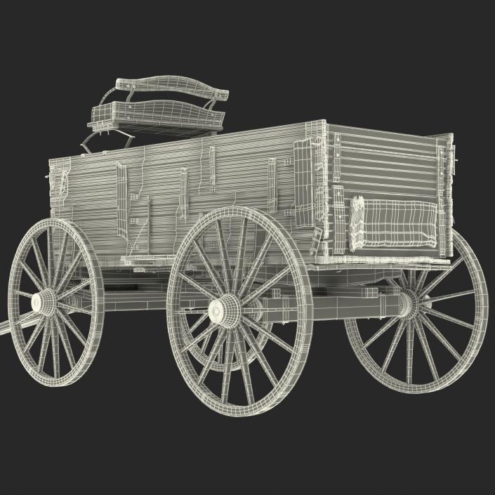 3D Old Wooden Wagon