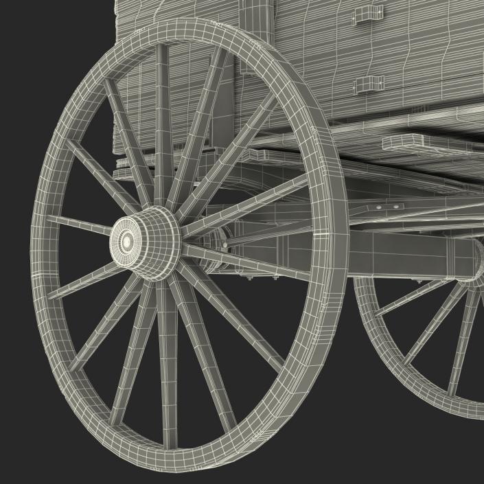 3D Old Wooden Wagon