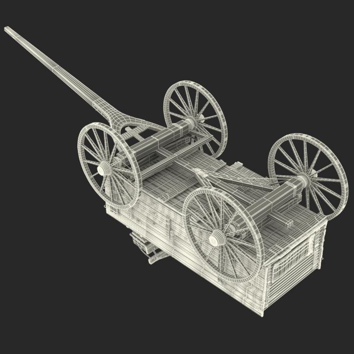 3D Old Wooden Wagon