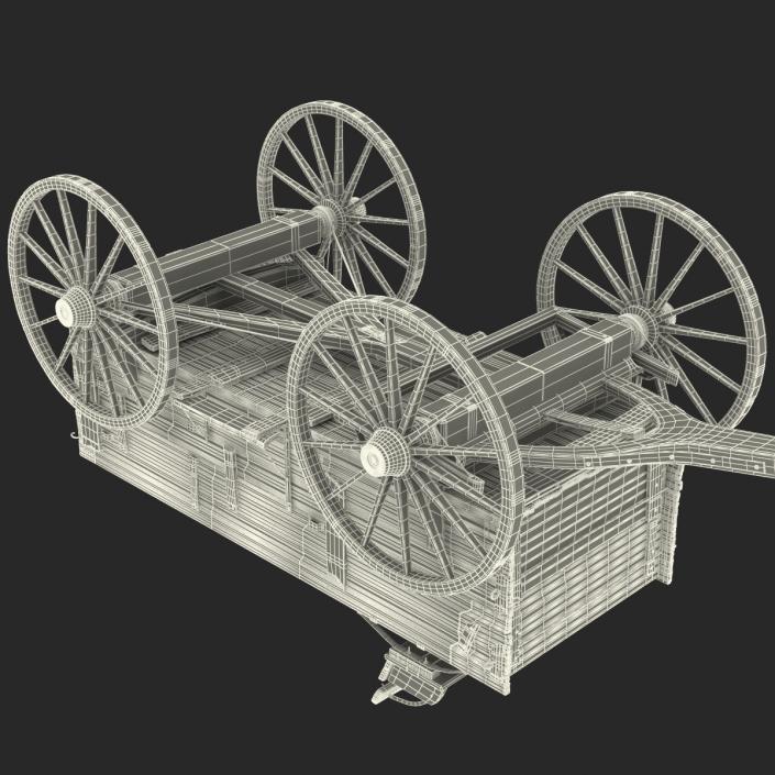 3D Old Wooden Wagon