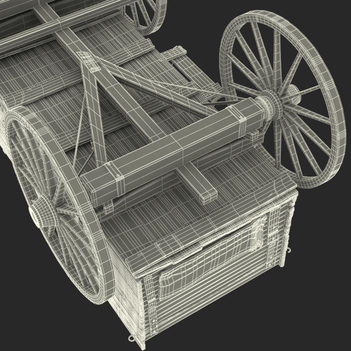 3D Old Wooden Wagon