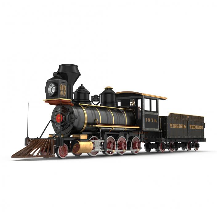 Steam Train with Wagon 3 3D model