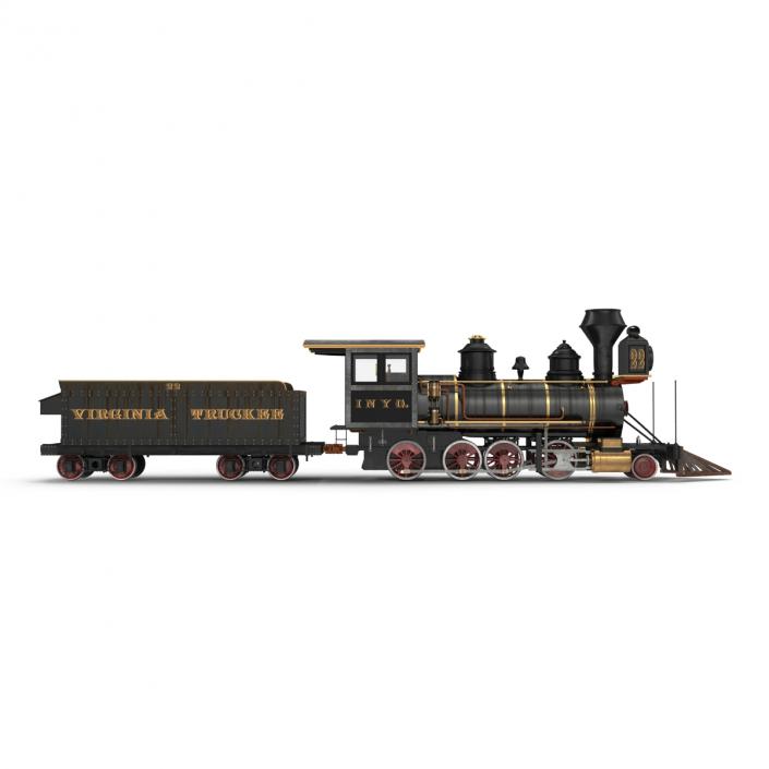 Steam Train with Wagon 3 3D model