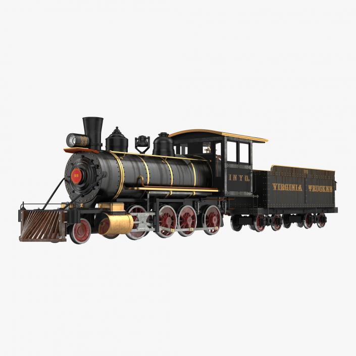 Steam Train with Wagon 4 3D model