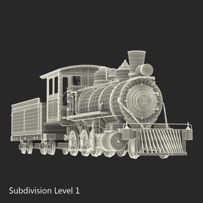 Steam Train with Wagon 4 3D model