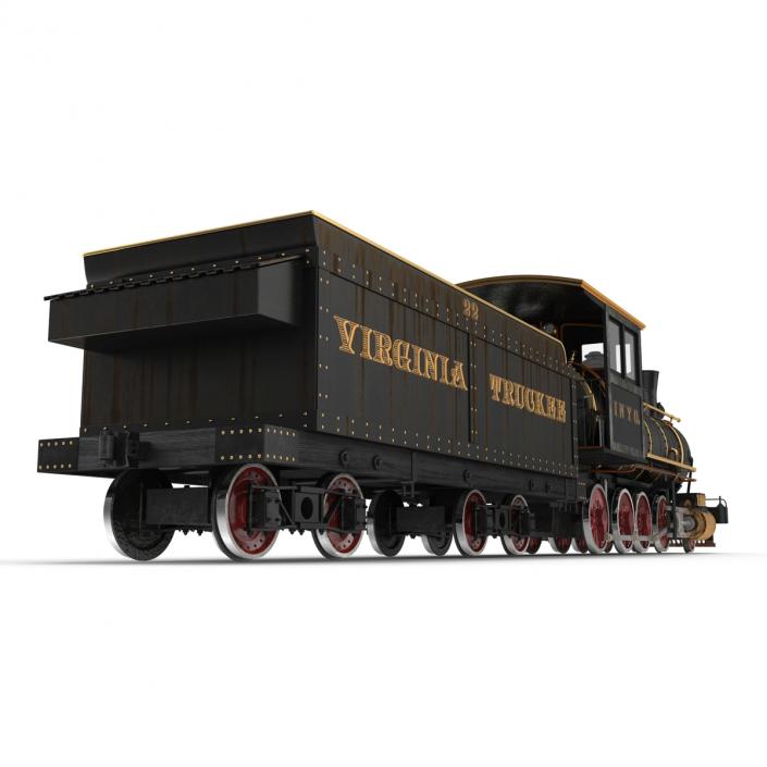 Steam Train with Wagon 4 3D model