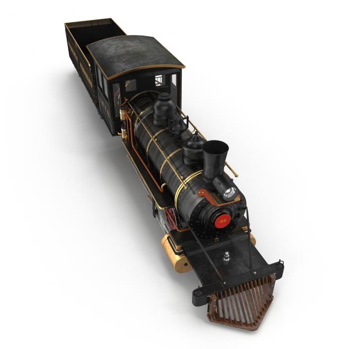 Steam Train with Wagon 4 3D model