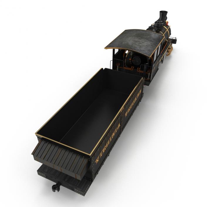 Steam Train with Wagon 4 3D model