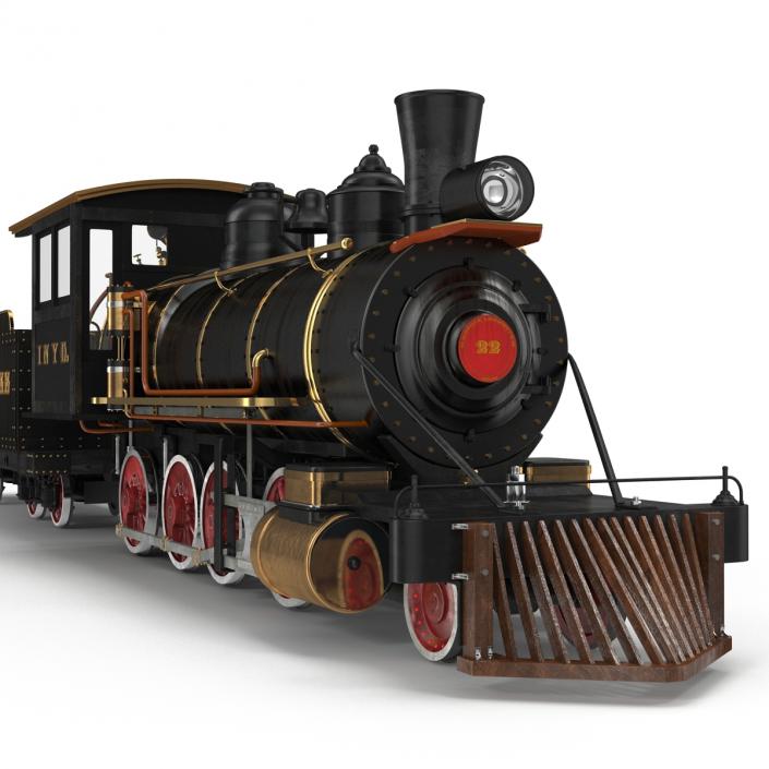 Steam Train with Wagon 4 3D model