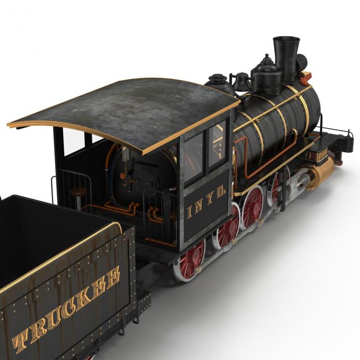 Steam Train with Wagon 4 3D model