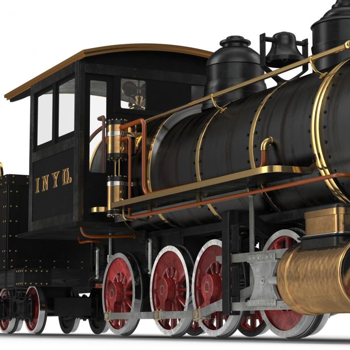 Steam Train with Wagon 4 3D model