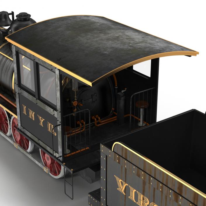 Steam Train with Wagon 4 3D model