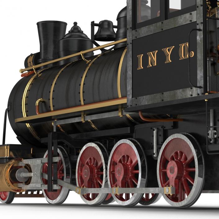 Steam Train with Wagon 4 3D model