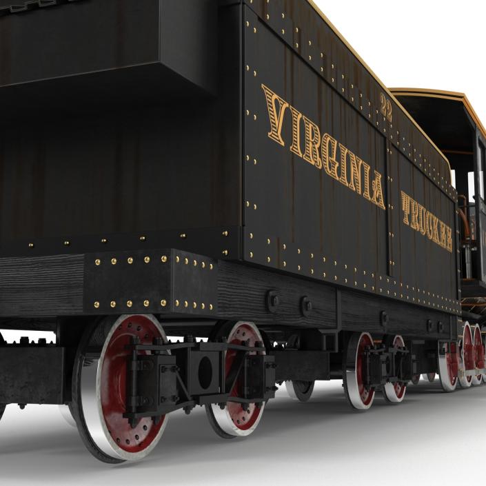 Steam Train with Wagon 4 3D model