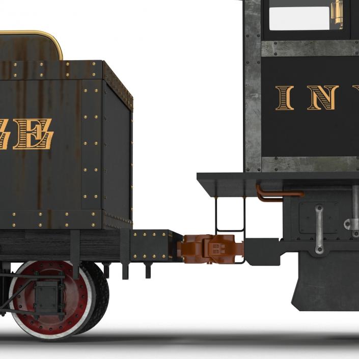 Steam Train with Wagon 4 3D model