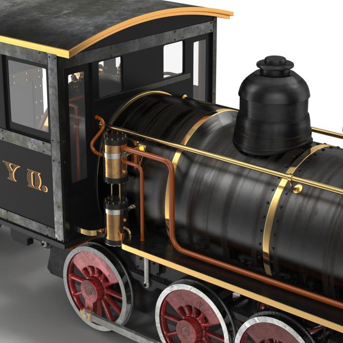 Steam Train with Wagon 4 3D model