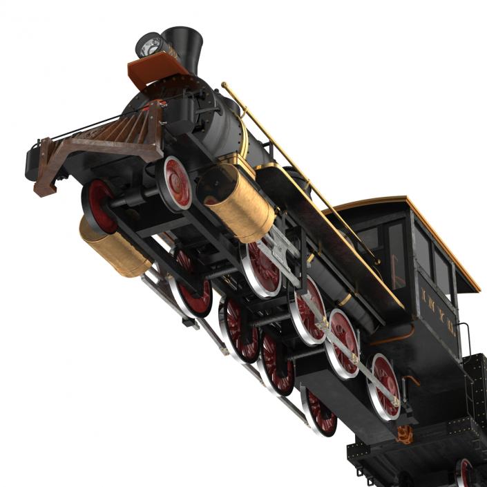 Steam Train with Wagon 4 3D model