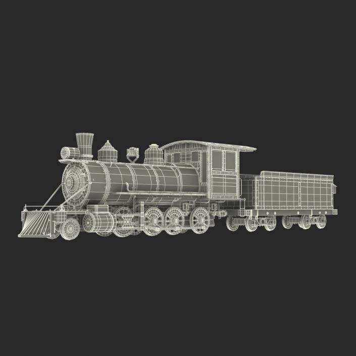 Steam Train with Wagon 4 3D model