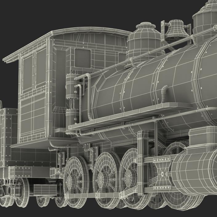 Steam Train with Wagon 4 3D model