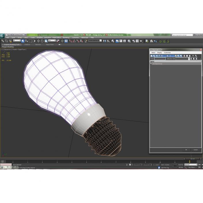 3D Energy Saving Light Bulb 2 Illuminated model