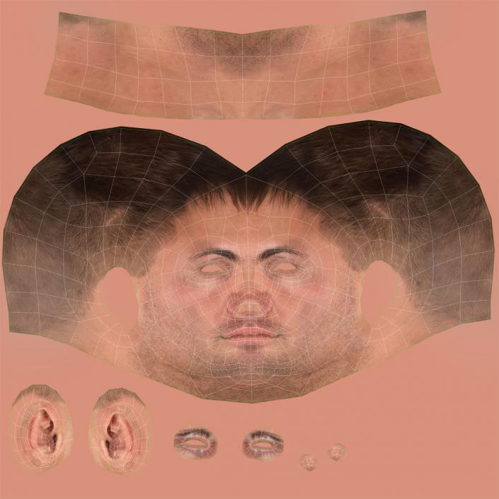 3D Caucasian Male Head Rigged