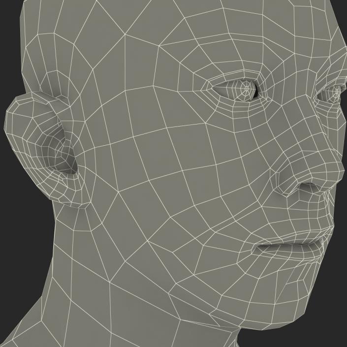 Asian Male Head Rigged 3D