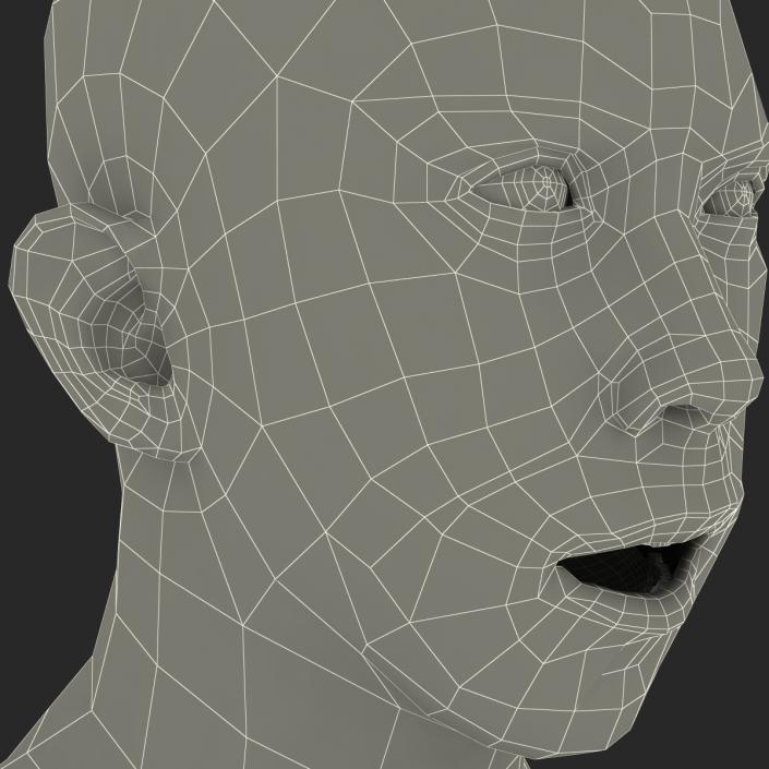 Asian Male Head Rigged 3D