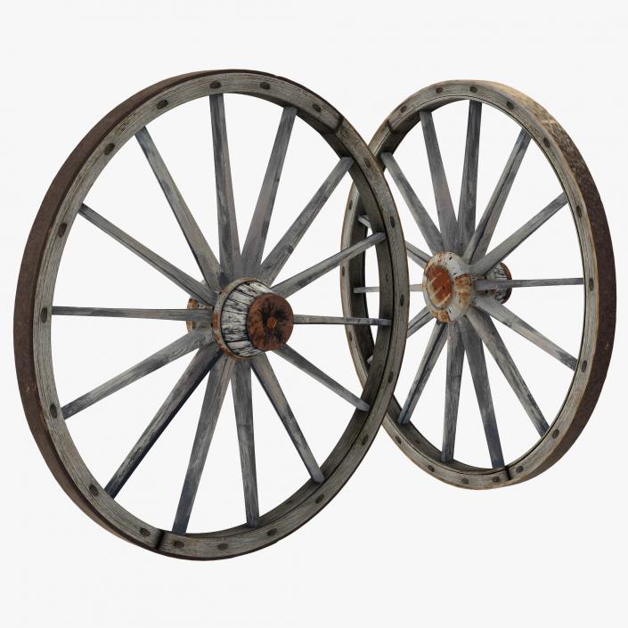 Old Wooden Wagon Wheel 3D