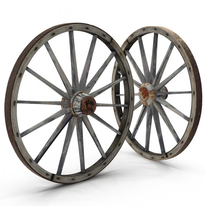 Old Wooden Wagon Wheel 3D