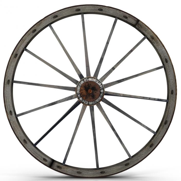 Old Wooden Wagon Wheel 3D