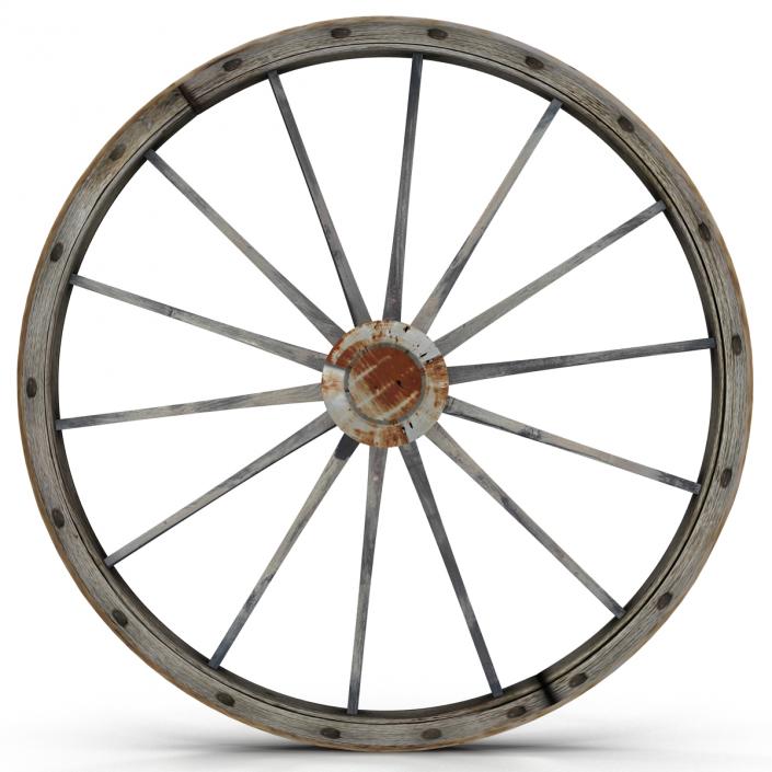 Old Wooden Wagon Wheel 3D