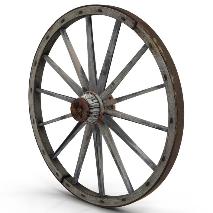 Old Wooden Wagon Wheel 3D