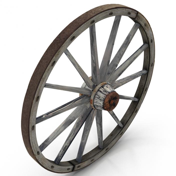 Old Wooden Wagon Wheel 3D