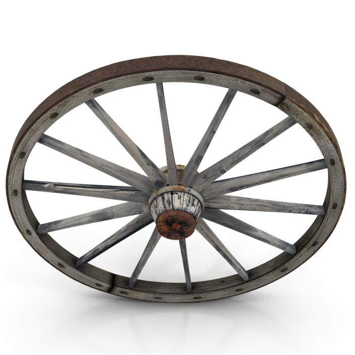 Old Wooden Wagon Wheel 3D