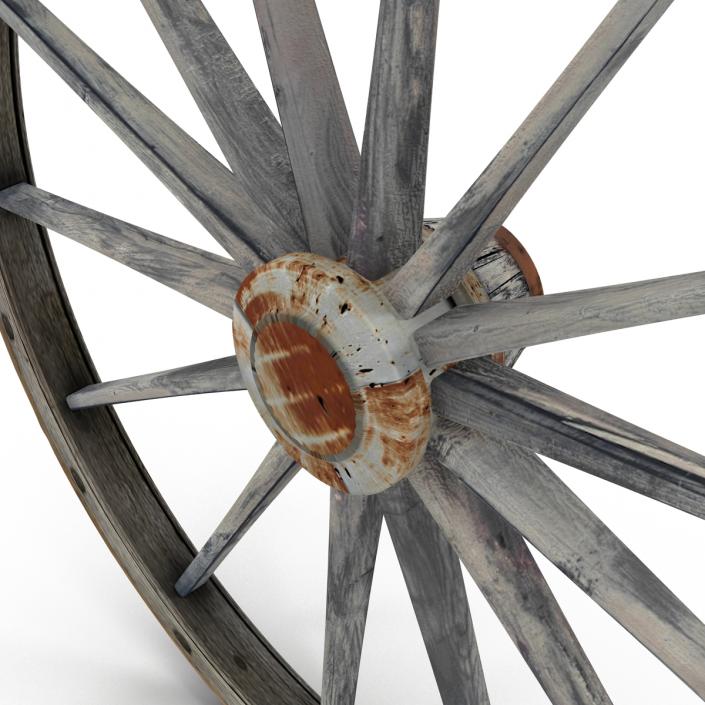 Old Wooden Wagon Wheel 3D