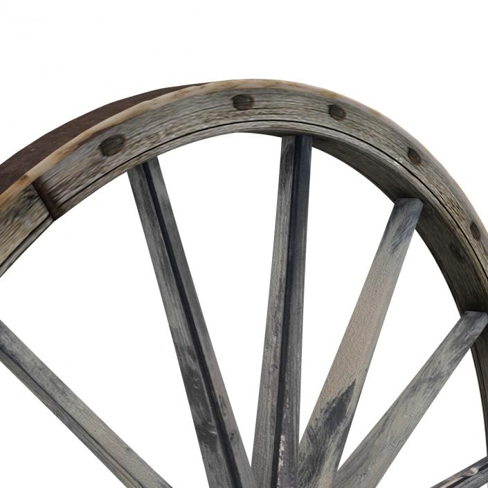 Old Wooden Wagon Wheel 3D